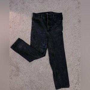 Black acid wash high waisted Express jeans.